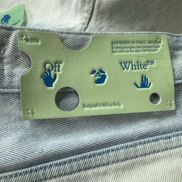 Off-White High Waist Two-Tone Wash Denim Blue Jean Shorts Size 27 New - Picture 7 of 11